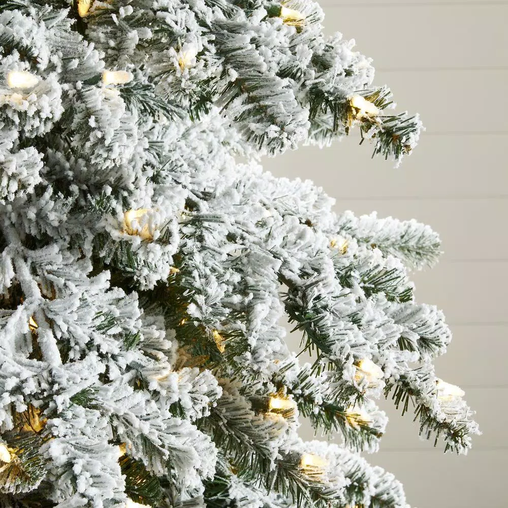 Home Decorators Collection Risch 7.5 ft. White Pine Heavy Flocked Pre-Lit LED Artificial Christmas Tree with 1000 SureBright Warm White Lights