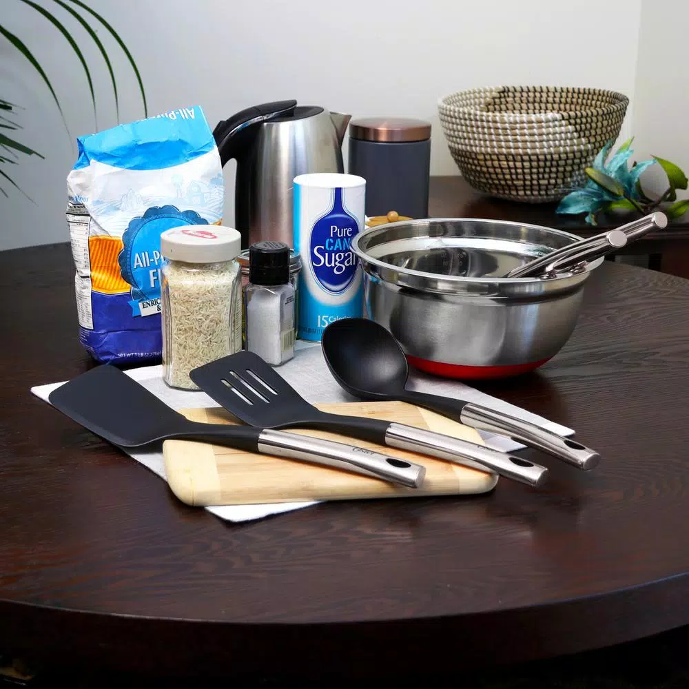 Oster Kitchen Bliss 5-Piece Black Nylon and Stainless Steel Kitchen Utensil Set