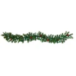 Nearly Natural 6 ft. Pre-lit Artificial Mixed Pine and Pinecone Garland with 35 Clear LED Lights thumbnail 3