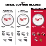 Milwaukee 8 in. 58T Carbide Teeth Aluminum and Metal Cutting Circular Saw Blade thumbnail 4