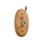 Design House Dalton Double Robe Hook in Honey Oak and Brass thumbnail 1