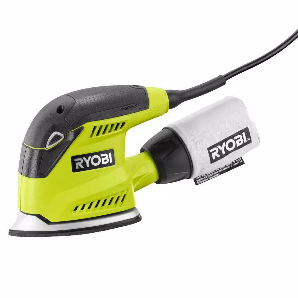 RYOBI 1.2 Amp Corded 5.5 in. Corner Cat Finishing Sander with Dust Bag and Storage Case
