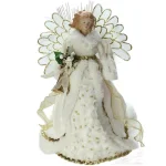 Northlight 14 in. Lighted Fiber Optic Angel Christmas Tree Topper - Cream and Gold thumbnail 1