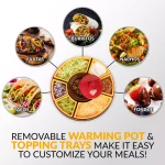 TACO TUESDAY Red Lazy Susan Taco Bar with 16 oz. Removable Warming Pot and 4 Taco Holders thumbnail 3