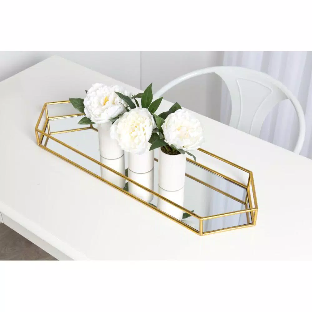 Kate and Laurel Felicia Gold Decorative Mirrored Metal Accent Tray