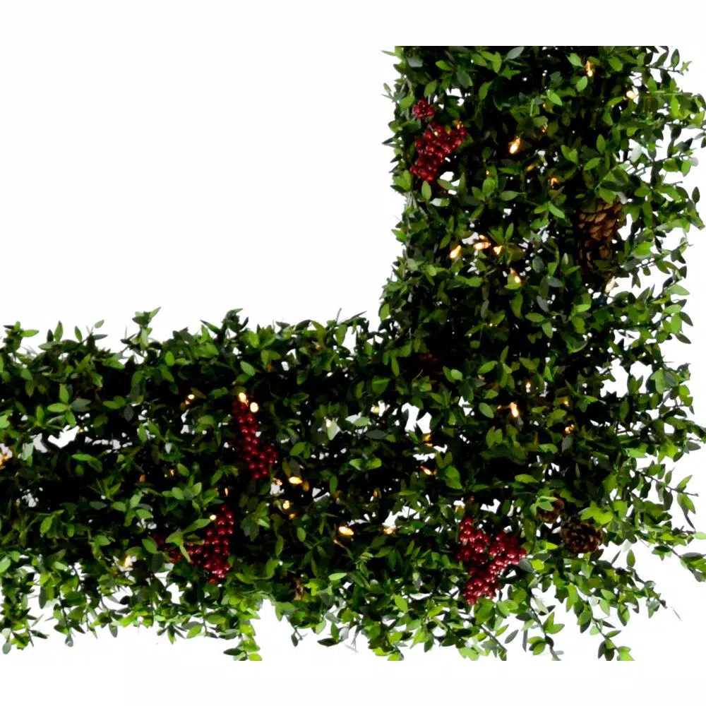 Fraser Hill Farm 48 in. Prelit Evergreen Berry Artificial Wreath with Pinecones and LED Lights