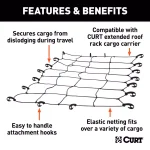 CURT 65" x 38" Extended Roof Rack Cargo Net, Black Nylon thumbnail 8
