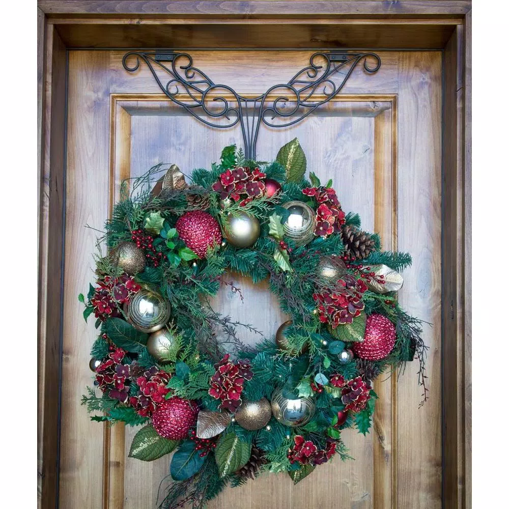 Village Lighting Company 18 in. Antler Design Adjustable Wreath Hanger, Heavy Duty Wrought Iron, Holds up to 20 lbs.