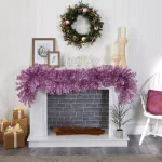 Nearly Natural 6 ft. Pre-Lit Pink Flocked Artificial Christmas Pine Garland with 50 Warm White LED Lights thumbnail 4