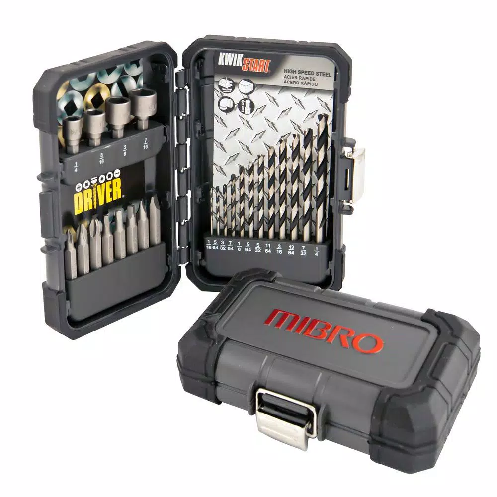 MIBRO 24-Piece HSS Drill Bit, Screwdriver Bit and Nut Setter Set