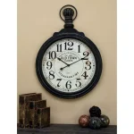 LITTON LANE 39 in. Vintage Wood Wall Clock with Ebony Finish and Distressed White Dial thumbnail 5