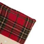 Glitzhome 21 in. Embroidered Linen Christmas Stocking - Red Truck, Tree & Plaid Design thumbnail 3