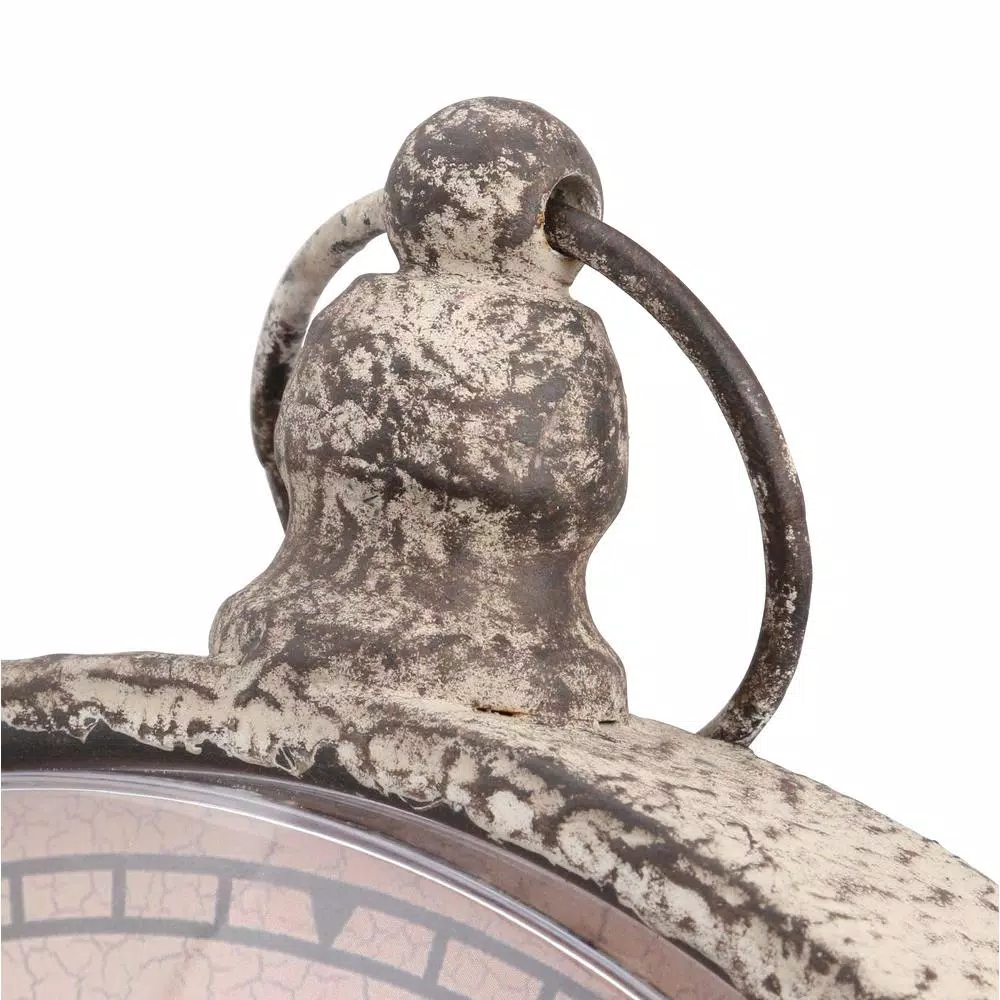 IMAX Norida Rust Iron Rustic Desk Clock with Roman Numerals and Quartz Movement