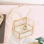 Home Details Vintage Gold Mirrored Diamond Glass Keepsake Box thumbnail 1