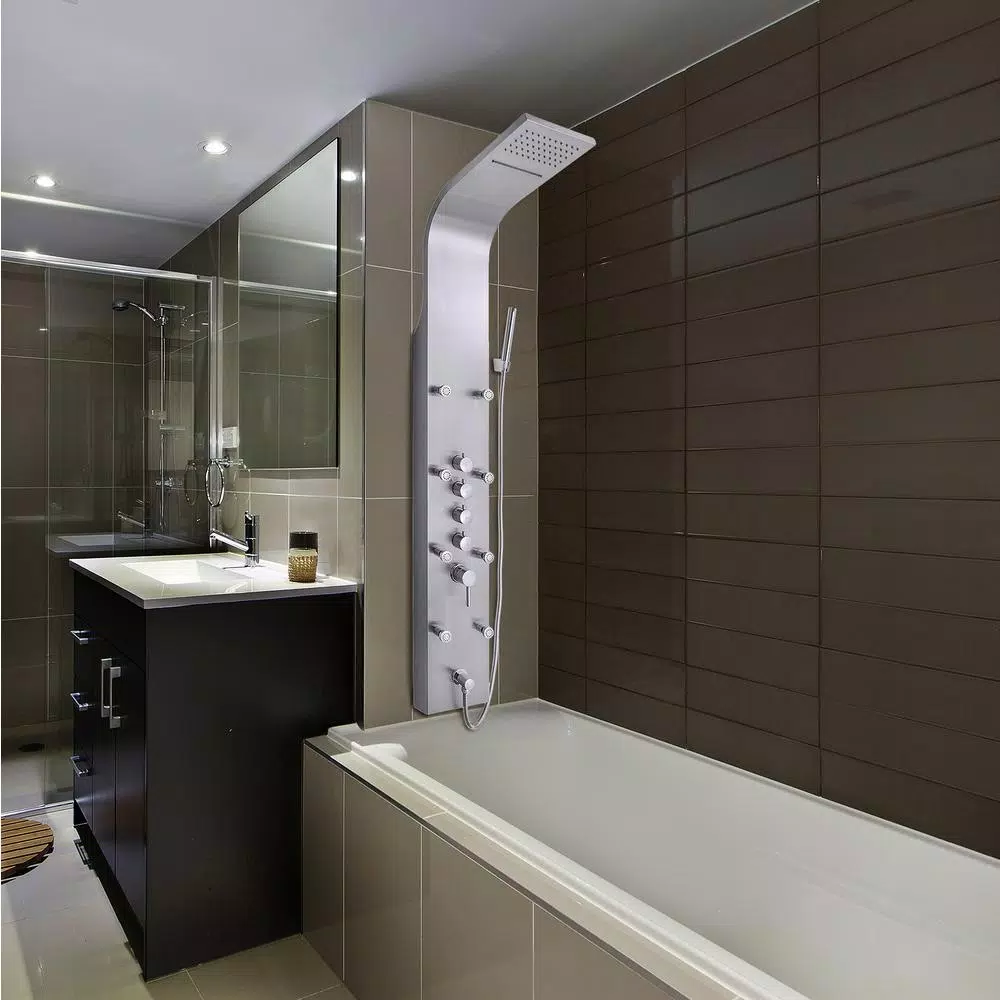 AKDY 65 in. Stainless Steel 8-Jet Rainfall Waterfall Shower Panel System with Handheld Wand