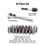 SUNEX TOOLS Sunex 9726 38-Piece Mini Ratchet and Bit Set with Aluminum Case thumbnail 2