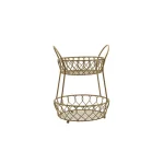 Gourmet Basics by Mikasa Mikasa Gourmet Basics Loop and Lattice 2-Tier Round Gold Fruit Basket thumbnail 1