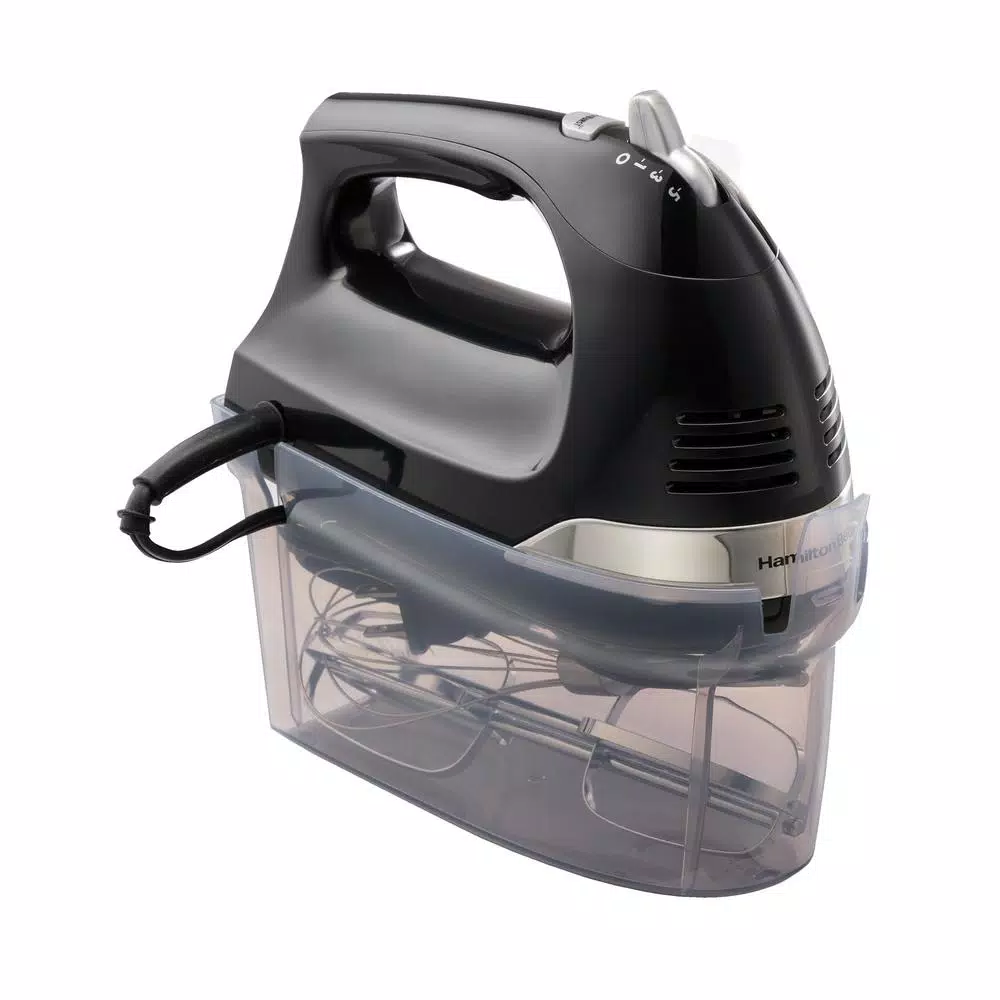 Hamilton Beach 6-Speed Black Hand Mixer with Snap-On Storage Case