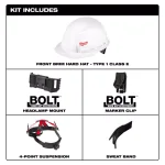 Milwaukee BOLT White Type 1 Class E Front Brim Hard Hat with Small Logo thumbnail 3