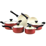Cook N Home 10-Piece Aluminum Ceramic Nonstick Cookware Set, Red thumbnail 1