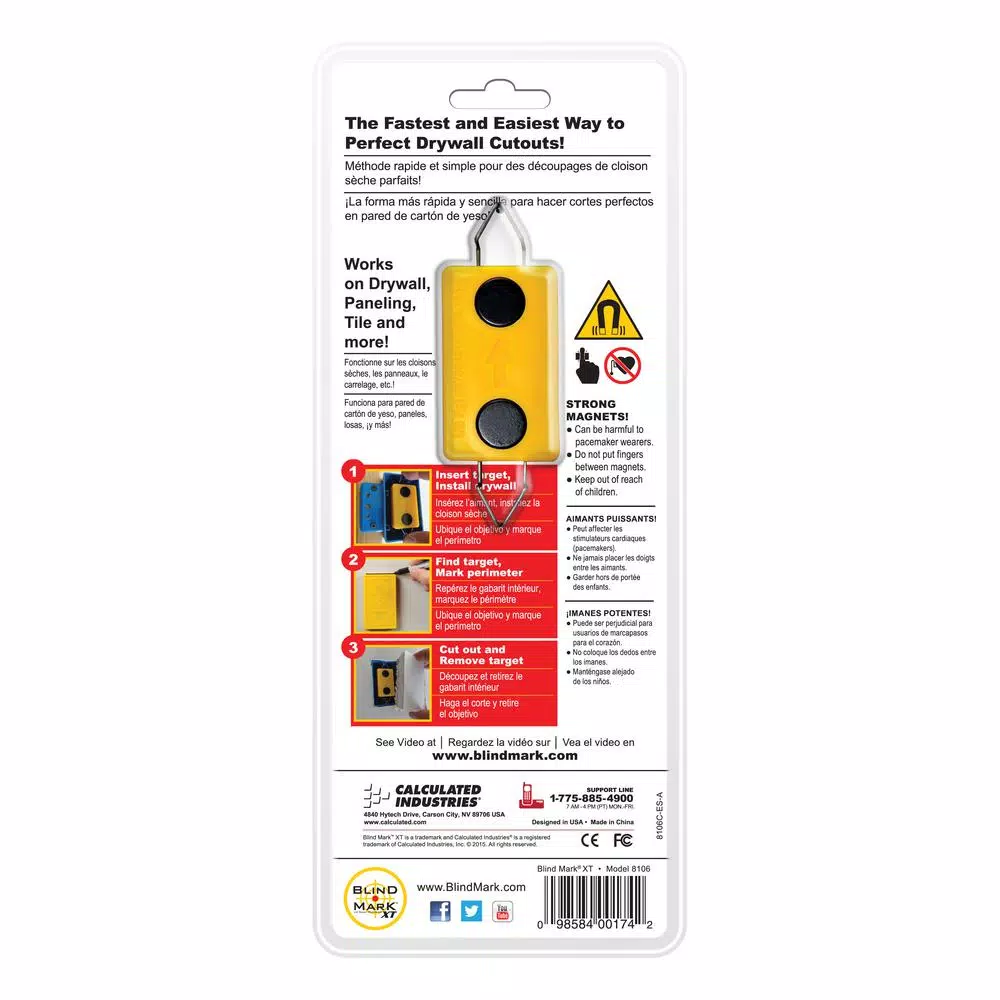 Calculated Industries Blind Mark Magnetic Drywall Electrical Box Locating Tool, 3-Piece Set