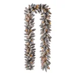 Glitzhome 9 ft. Pre-Lit Snow Flocked Artificial Christmas Garland with Warm White LED Lights and Pine Cones thumbnail 1
