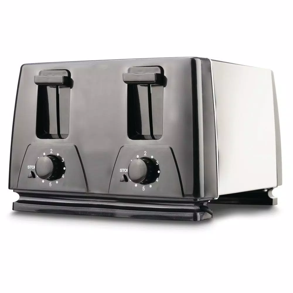 Brentwood 4-Slice Black Designer Toaster with 6 Browning Settings