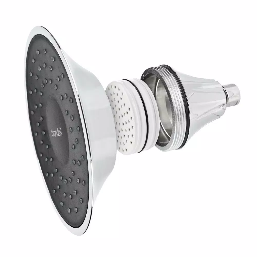 Brondell VivaSpring 6.5 in. Single Wall Mount Fixed Rain Shower Head with KDF Filtration, Chrome