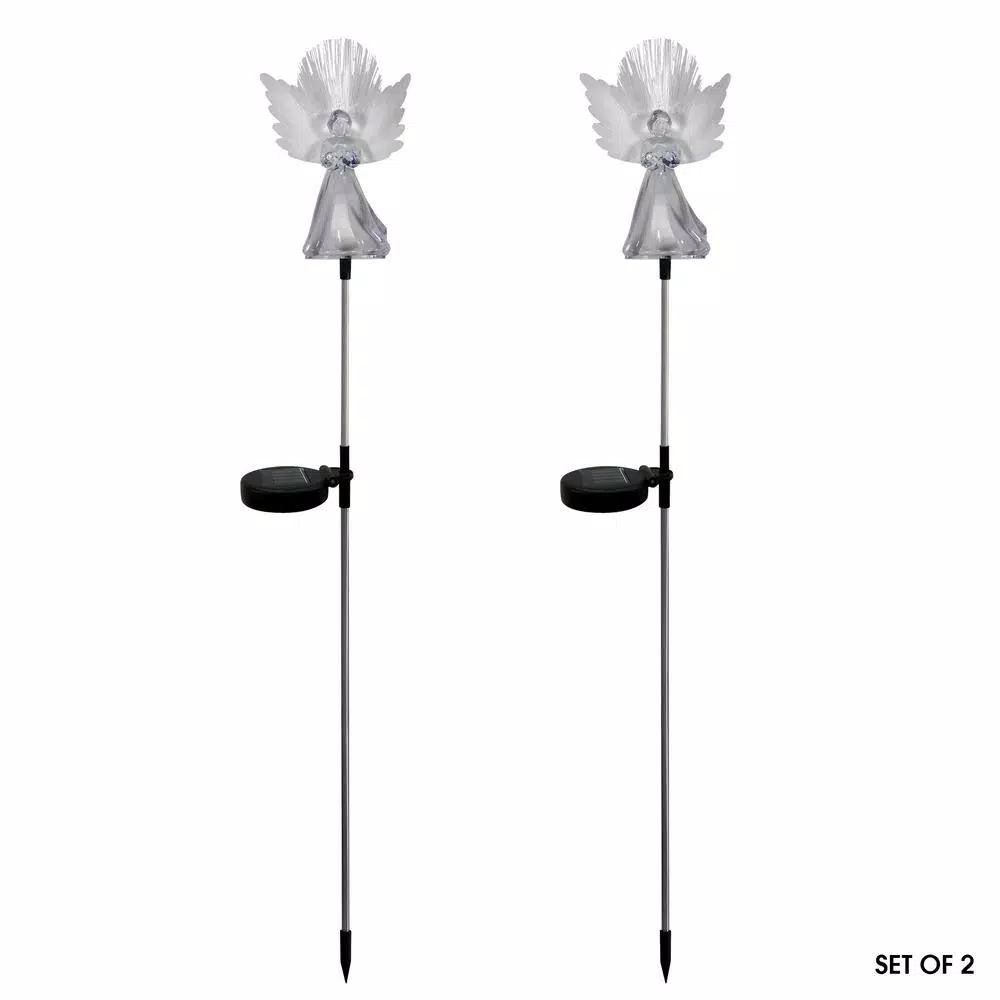 Alpine Corporation Solar Angel Garden Stakes with Fiber Optic Wings, Set of 2