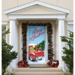 My Door Decor Red Truck Christmas Front Door Mural Banner, 36 in. x 80 in. thumbnail 2