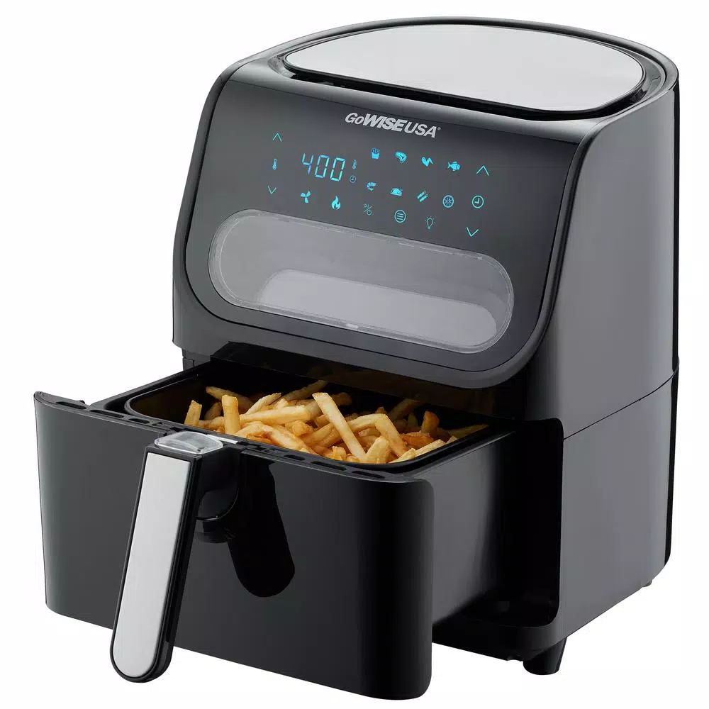 GoWISE USA 4 Qt. Digital Air Fryer with Viewing Window and 8 Presets, 1500W, Black