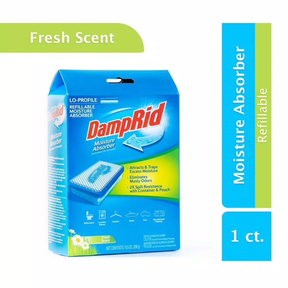 DampRid Low Profile Refillable Moisture Absorber, 10.5 oz, Fresh Scent
