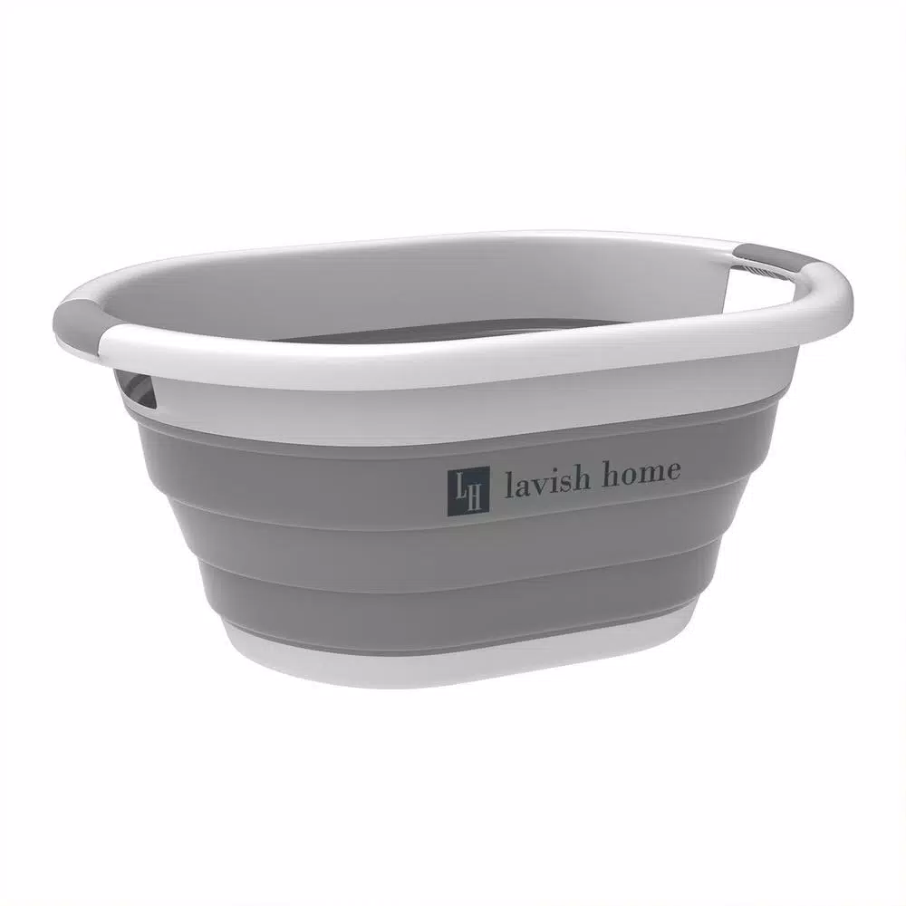 Lavish Home Gray Collapsible Multi-Use Laundry Basket with Comfort Grip Handles