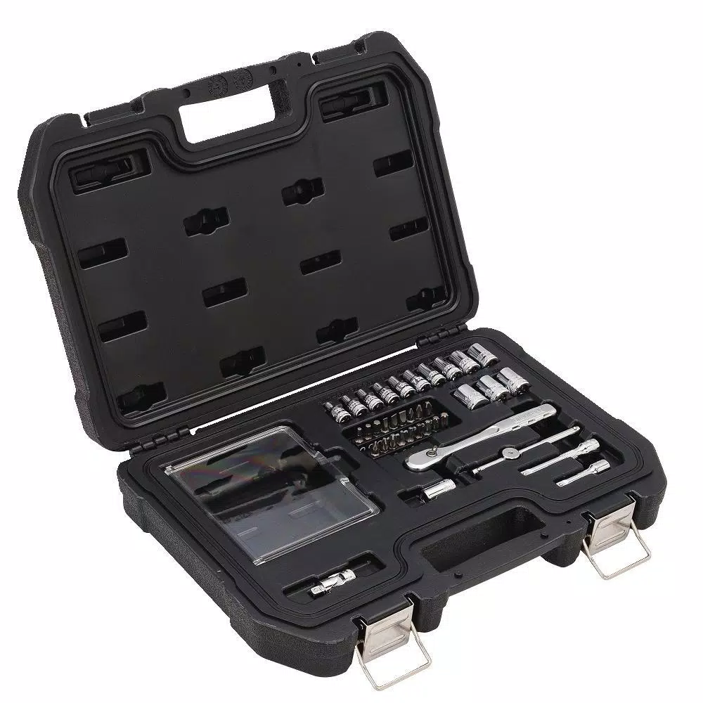 DEWALT 37-Piece 1/4 in. Drive Metric Socket Set with Ratchet and Bit Driver