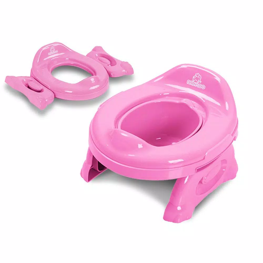 Babyloo 2-in-1 Portable Travel Potty for Toddlers with Collapsible Legs and Travel Bag - Pink