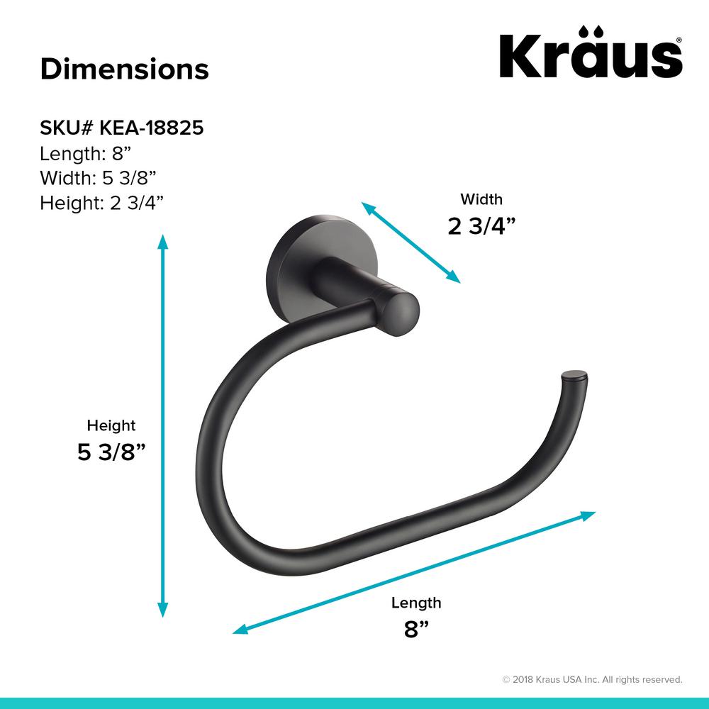Kraus Elie Matte Black Solid Brass Hand Towel Ring