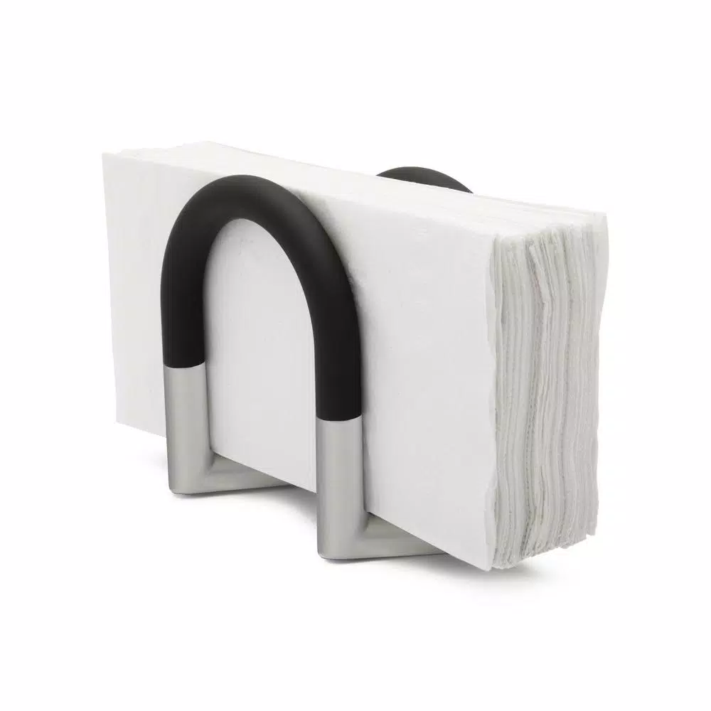 Umbra Squeeze Napkin Holder, Swivel Black and Nickel Metal Design