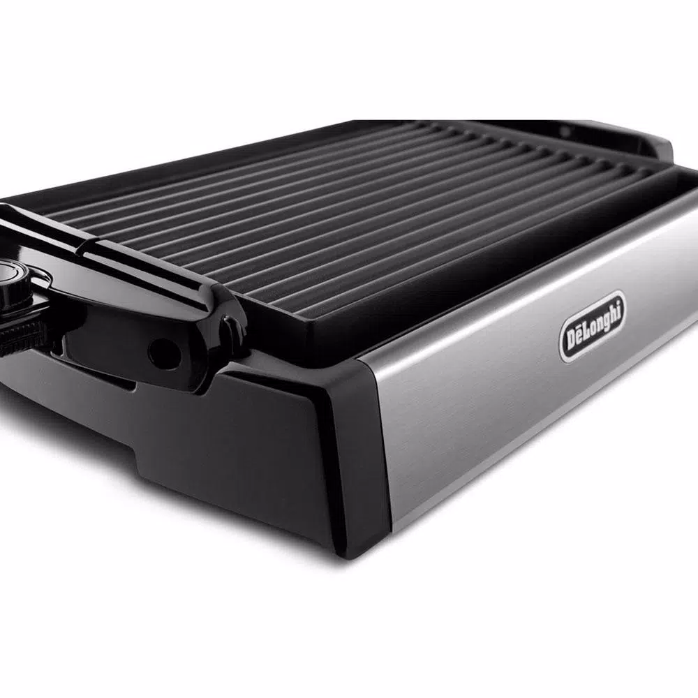 DeLonghi BGR50 2-in-1 Reversible Indoor Countertop Grill and Griddle, 140 sq. in., Stainless Steel