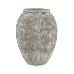 Zentique Cement Wavy Grey Large Decorative Vase with Zig Zag Grooves thumbnail 1