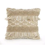 LR Home 20 in. x 20 in. Rustic Beige and White Geometric Fringe Throw Pillow thumbnail 1