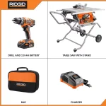 RIDGID 10 in. Pro Jobsite Table Saw with Stand & 18V Cordless Drill/Driver Kit thumbnail 2