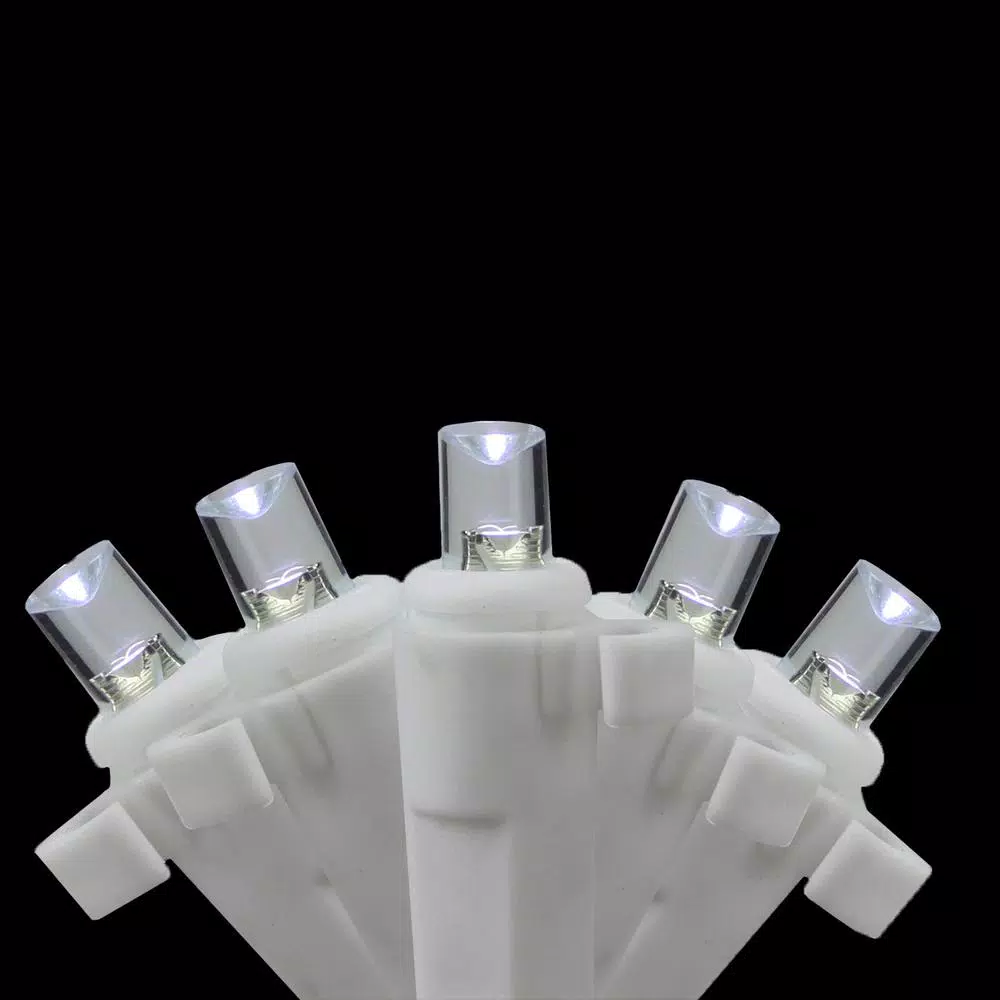 Brite Star 35-Light Battery Operated White LED Icicle String Lights with White Wire