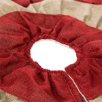 Glitzhome 48 in. Faux Burlap Christmas Tree Skirt - Red and Brown Striped Holiday Decor thumbnail 5