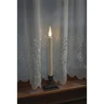 Xodus Innovations 12.5 in. White LED Taper Candle with Realistic 3D Warm Flame and Aged Bronze Base thumbnail 2