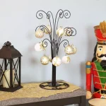 Sunnydaze Decor Gloria 20 in. Black Metal Christmas Ornament Stand with 20 Hooks thumbnail 6