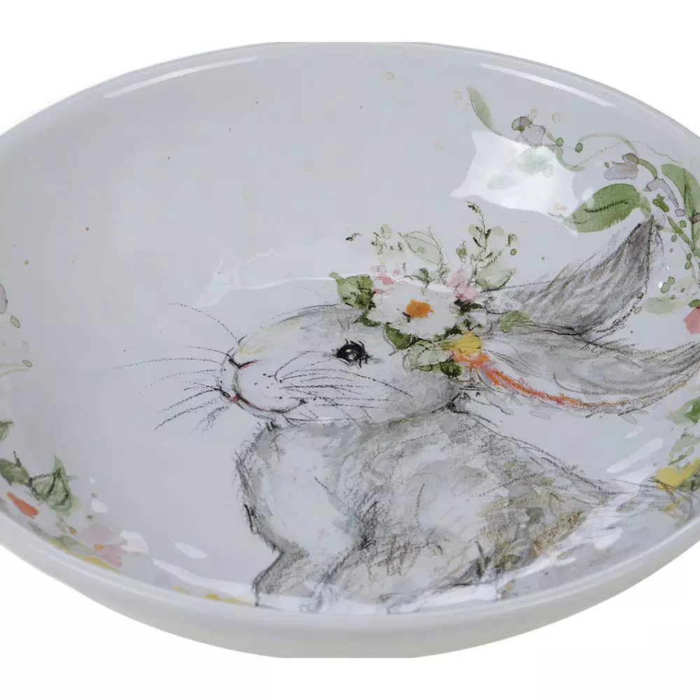 Certified International Sweet Bunny 13 in. Multicolored Earthenware Serving Bowl