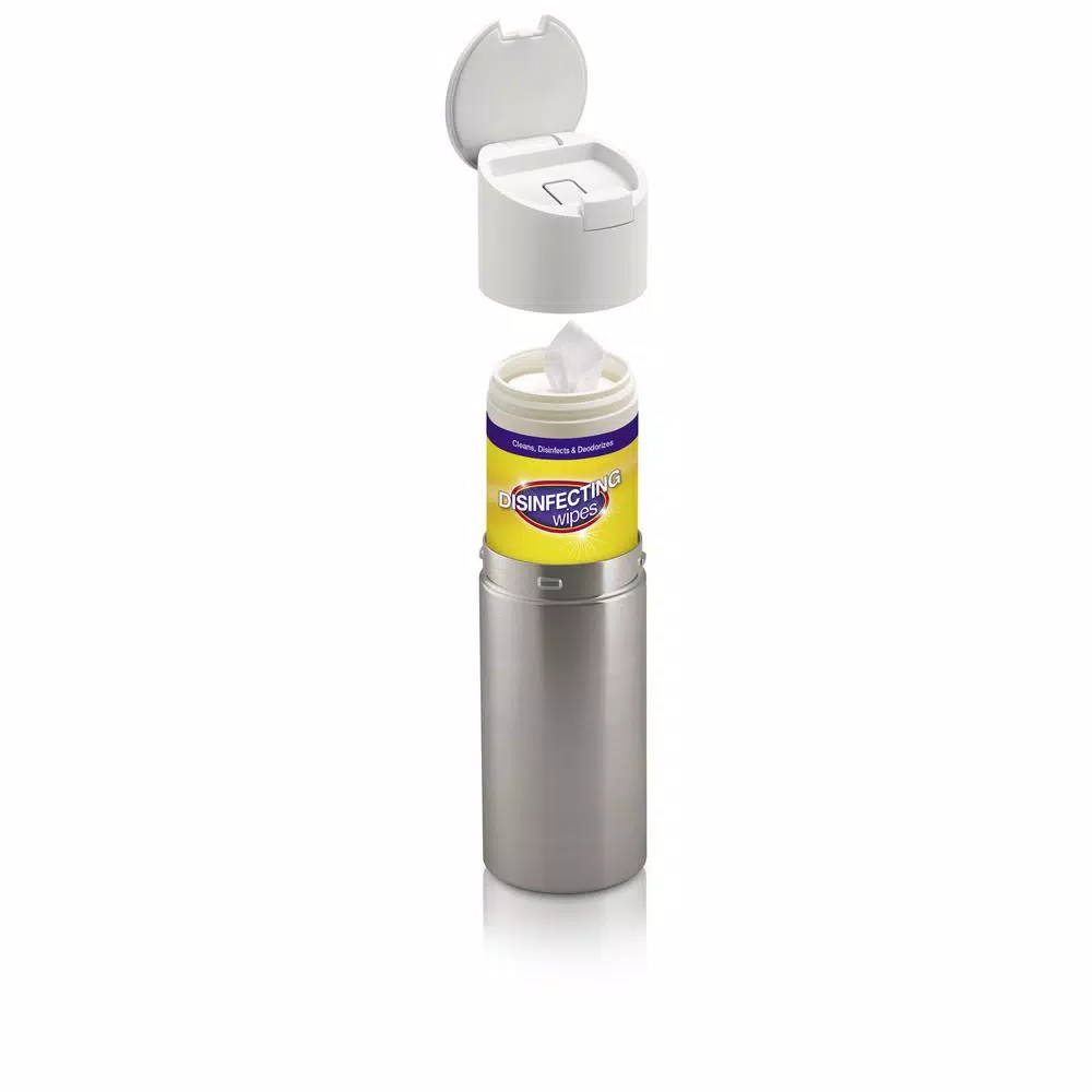 KOHLER Stainless Steel Disinfecting Wipes Dispenser with White Lid