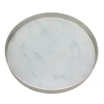 Stonebriar Collection Stonebriar Gold Wood and Pink Marble Glass Decorative Serving Tray thumbnail 5