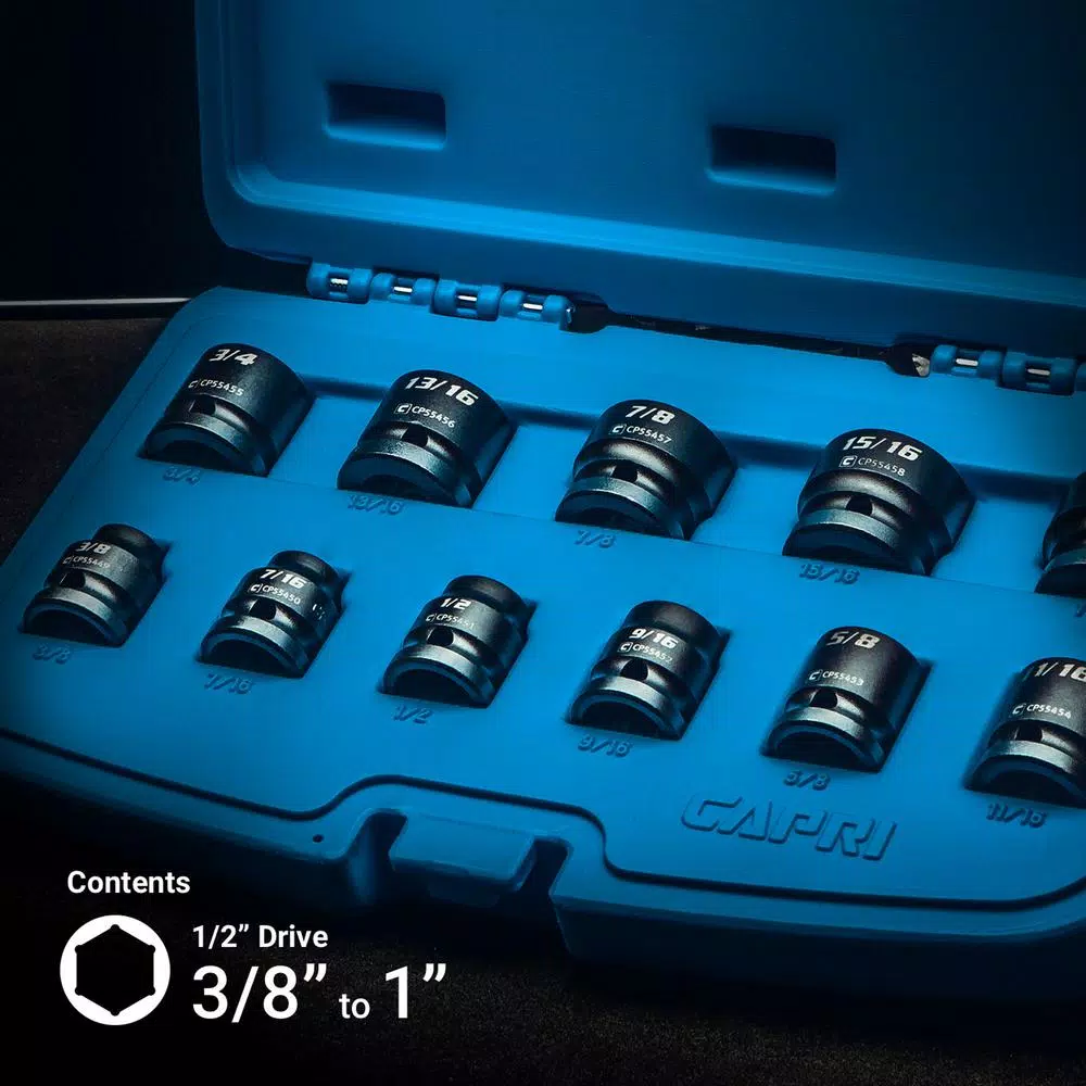 Capri Tools 1/2 in. Drive SAE Stubby Impact Socket Set, 11-Piece