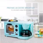 Elite Americana by Elite 3-in-1 Mini Breakfast Shoppe - 500W Toaster Oven, 4-Cup Coffee Maker & 6 in. Griddle, Blue thumbnail 2